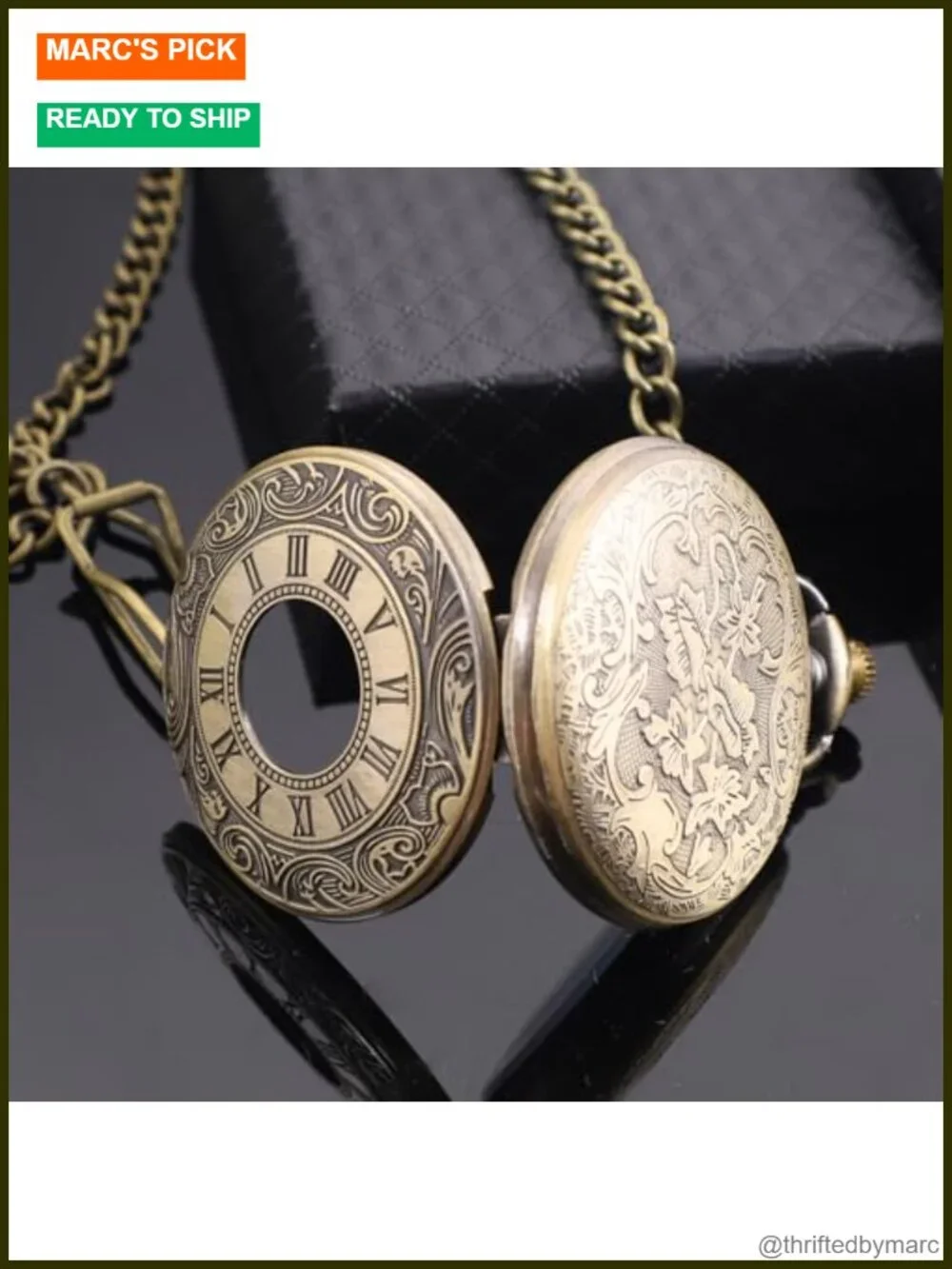 Vintage Steampunk Pocket Watch Roman Numeral Dial Chain Gift Case